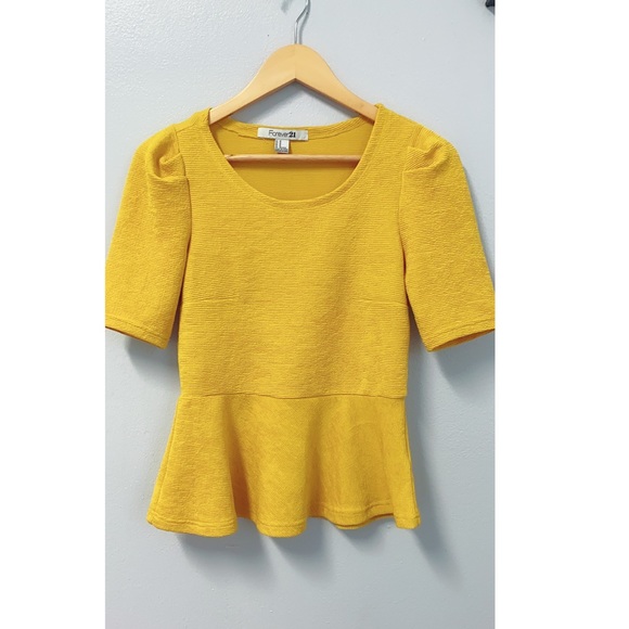 Tops - Mustard peplum blouse